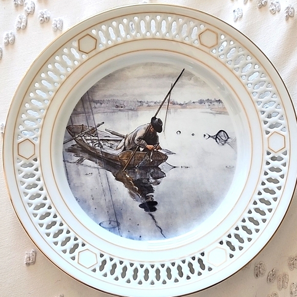 Denmark/ Danish Carl Larsson Plate Collection "Fishing" limited edition - Picture 1 of 6